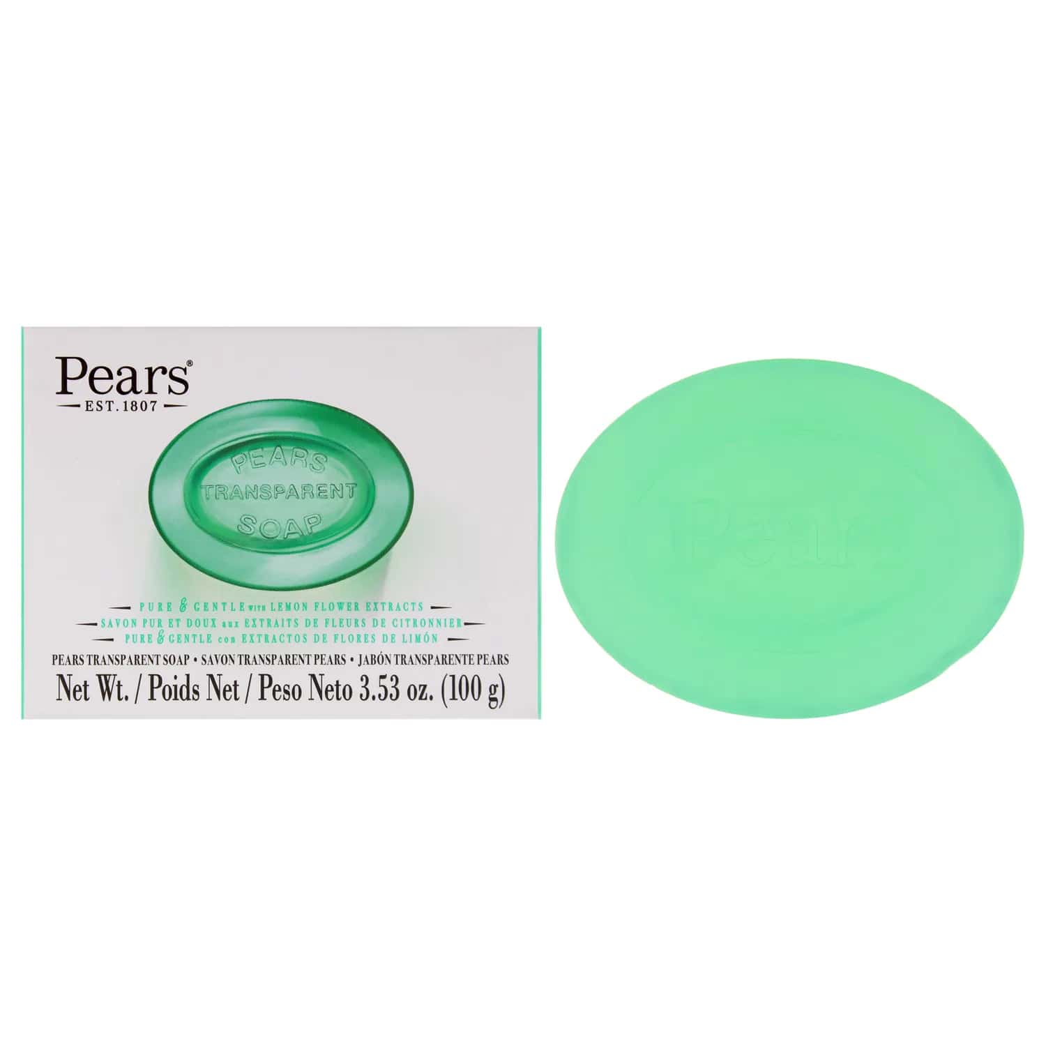 Pears Pure and Gentle with Glycerin and Lemon Flower Extracts - Green Bar Soap 104ml / 3.5 oz