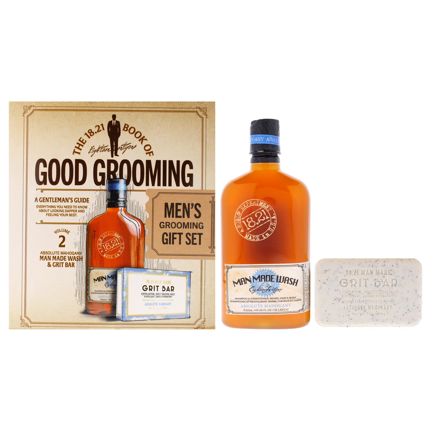 18.21 Man Made Men's Book of Good Grooming Gift Set Volume 2, 1 ct.