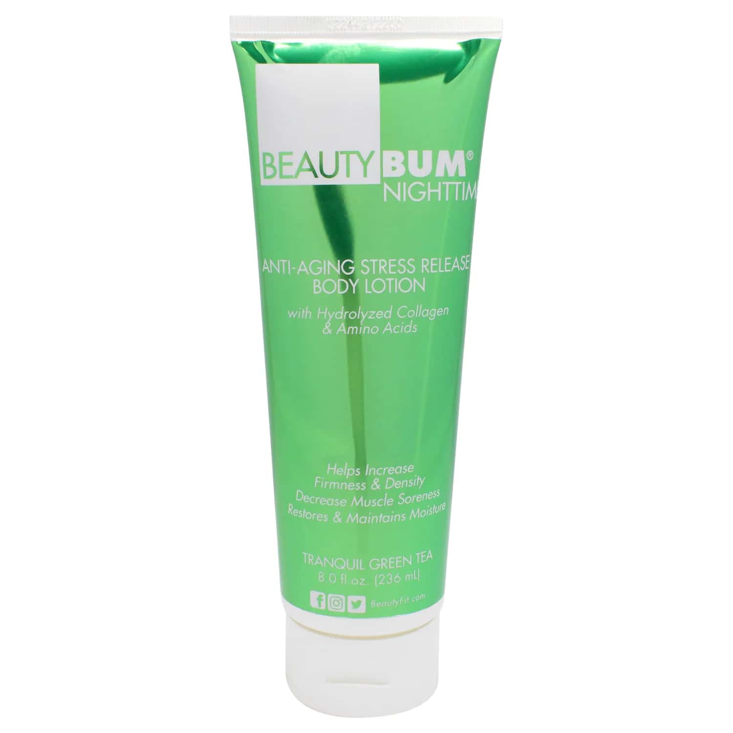 BeautyFit BeautyBum NightTime Anti-Aging Stress Release - Tranquil Green Tea Body Lotion 237ml / 8 oz