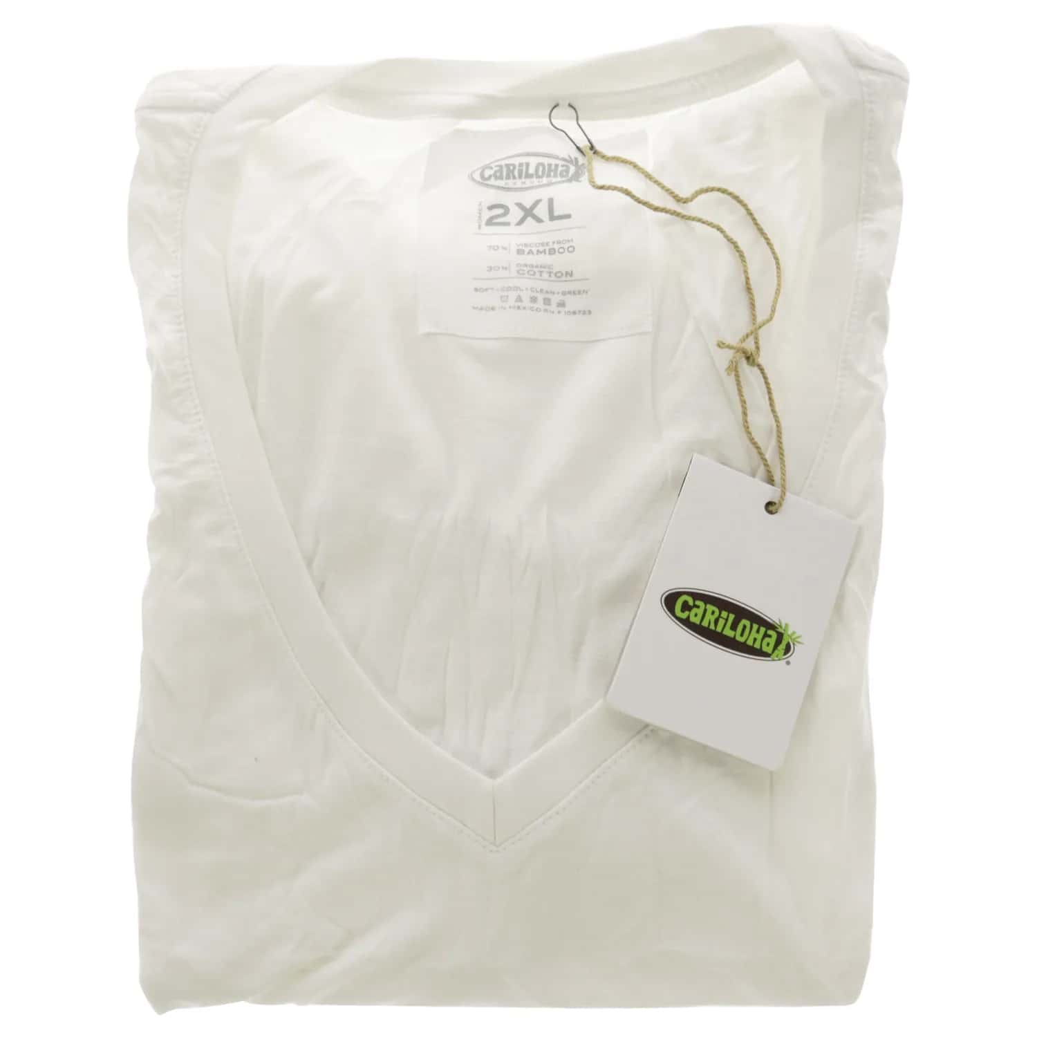 Cariloha Bamboo-Viscose V-Neck Tee - White for Women