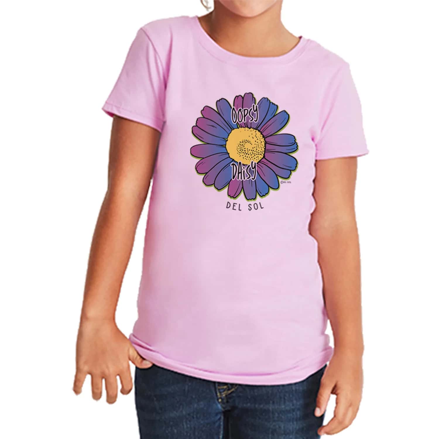DelSol Color Changing Youth Girls Crew Tee - Oopsy Daisy, Lilac for Women