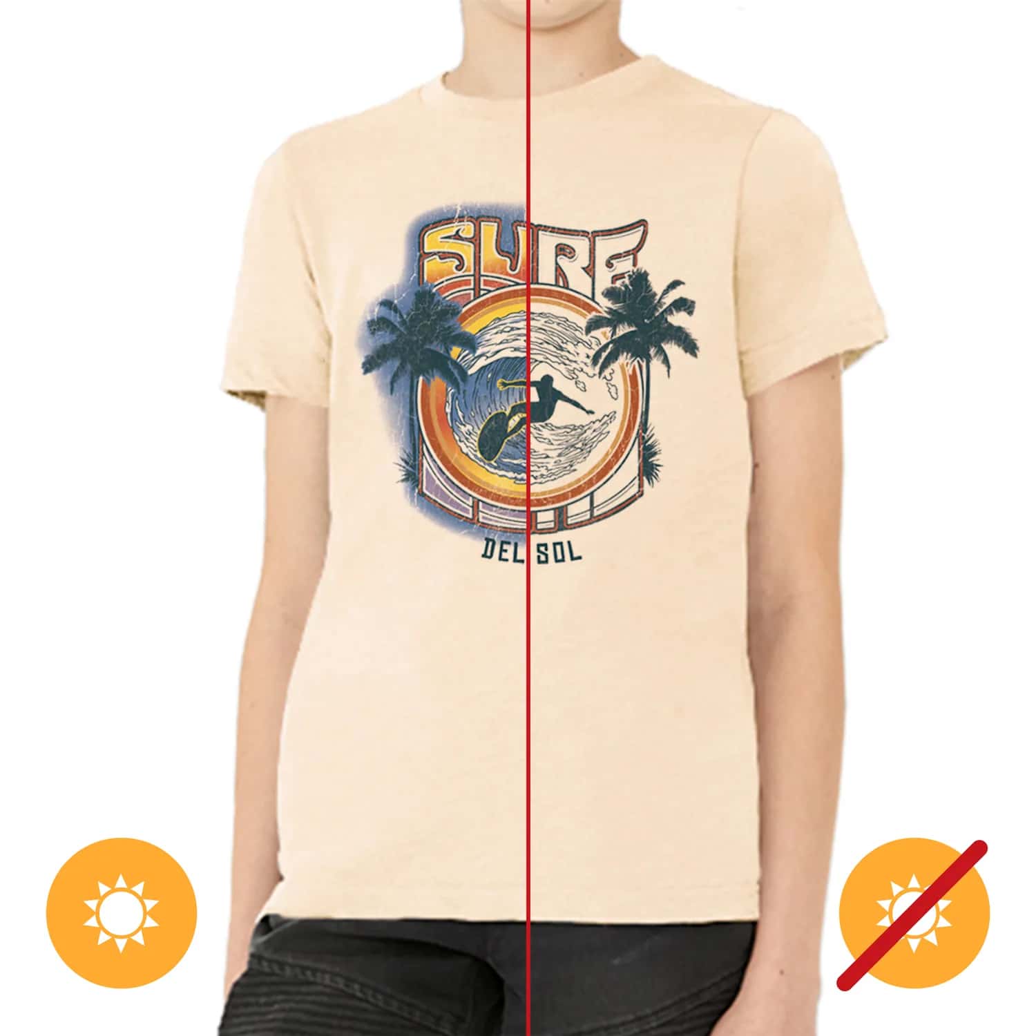 DelSol Color Changing Youth Boys Crew Tee - Surf, Natural for Men