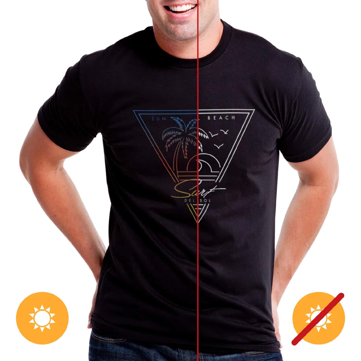 Del Sol Color Changing Crew Tee - Surf Sun Beach for Men