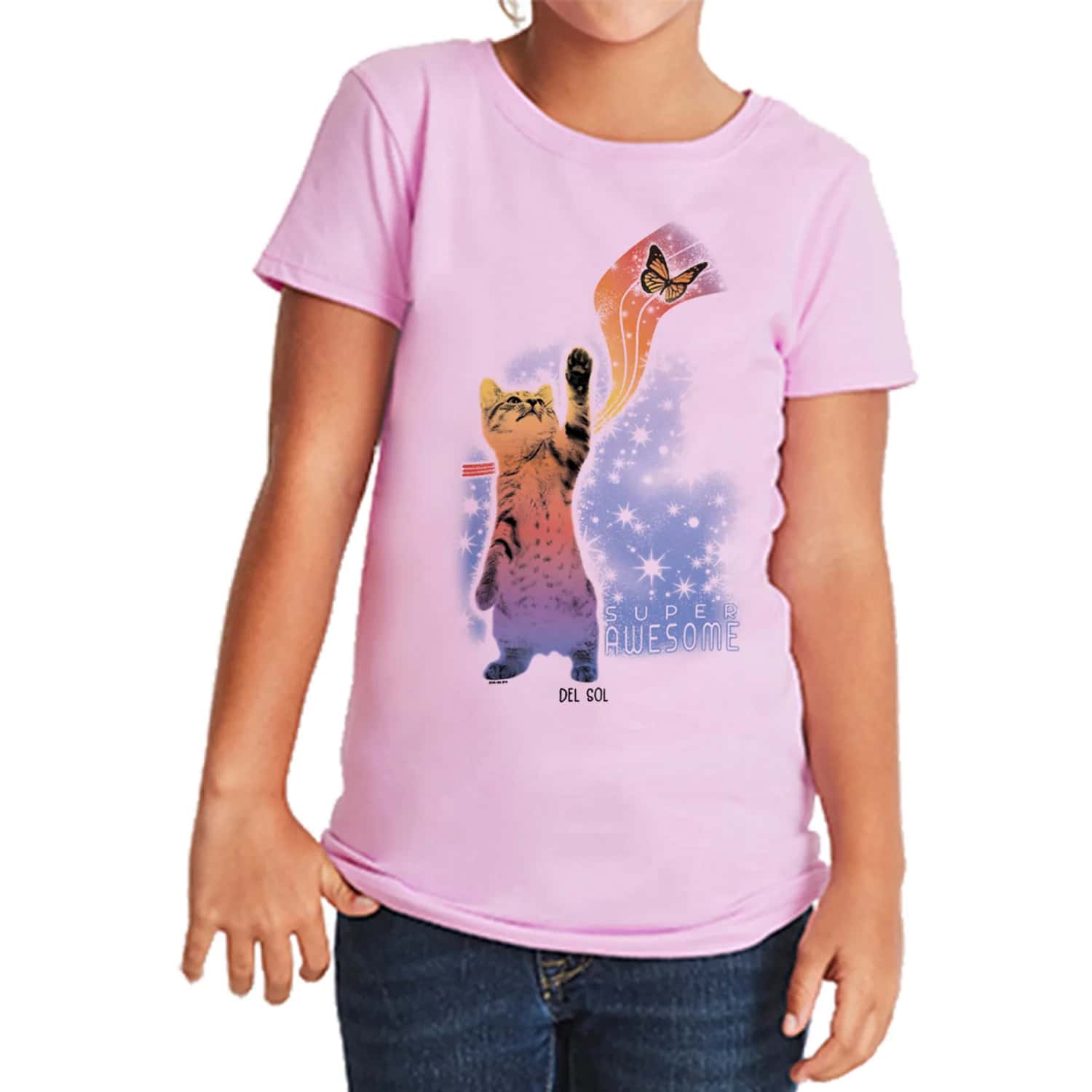 Del Sol Color Changing Youth Girls Crew Tee - Super Awesome, Lilac for Women