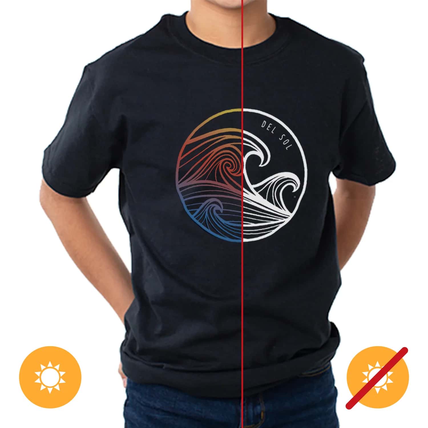 DelSol Color Changing Crew Tee - Wavey for Men