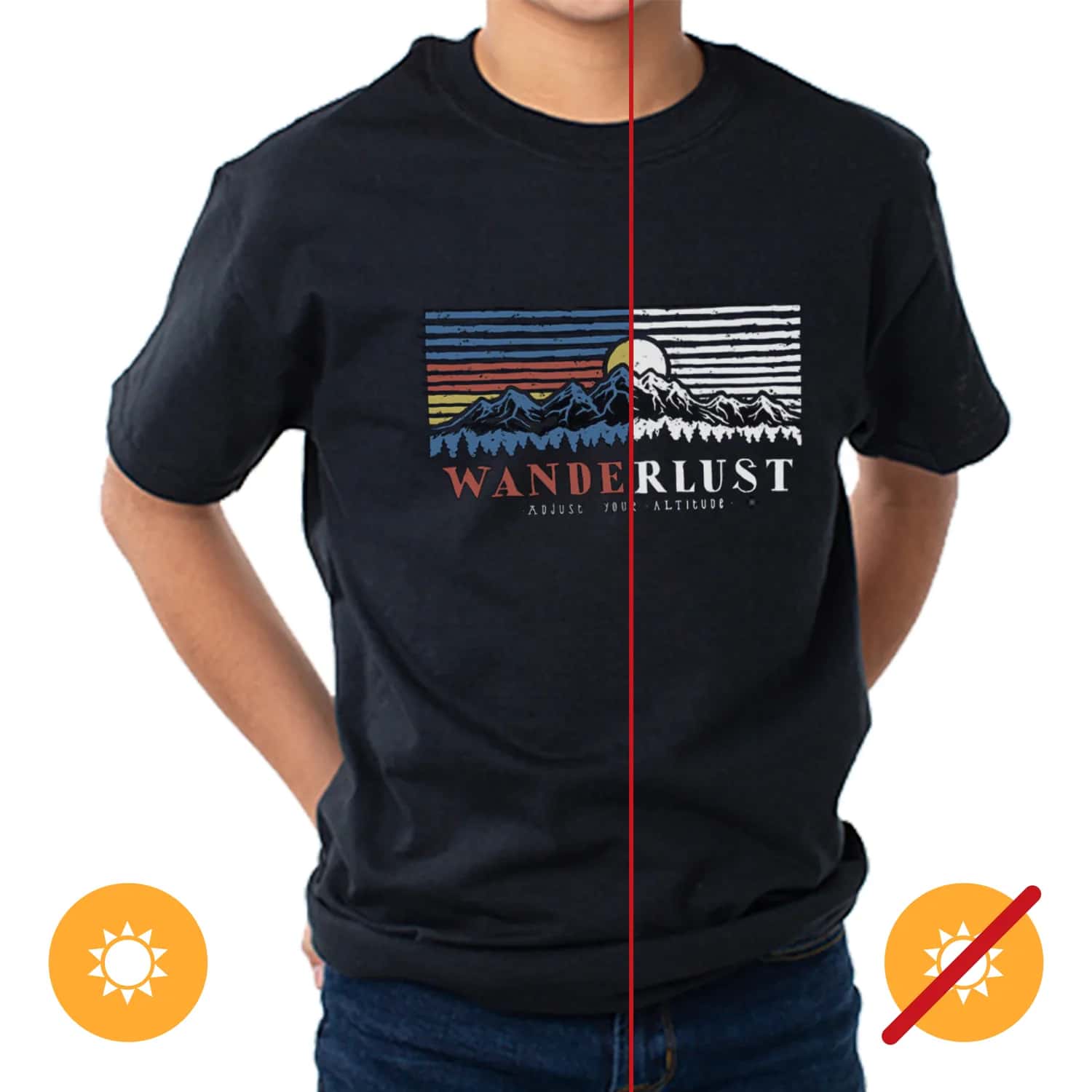 Del Sol Color Changing Crew Tee - Mountain Scene for Men