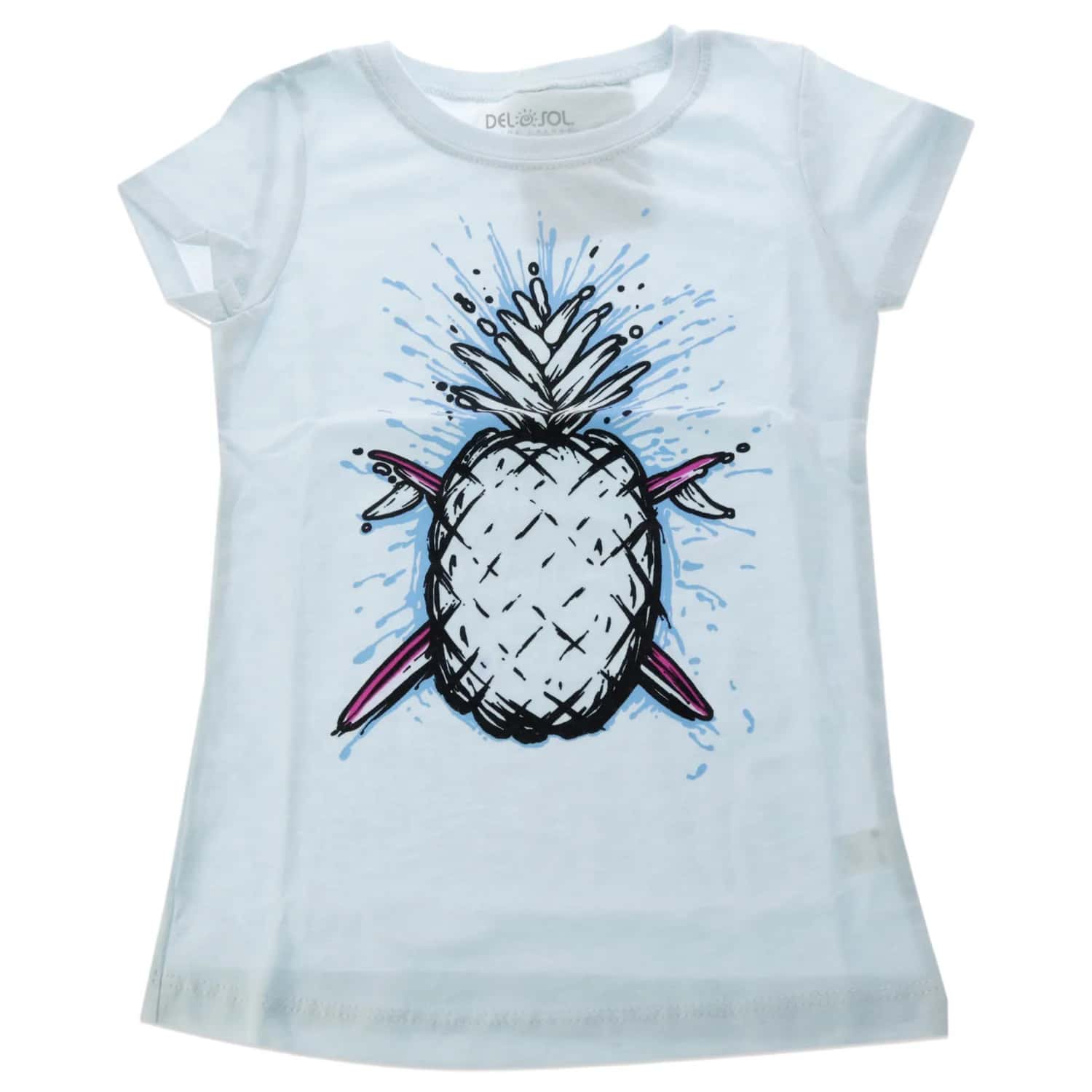Del Sol Color Changing Premium Crew Tee - Pineapples - Ice Blue
